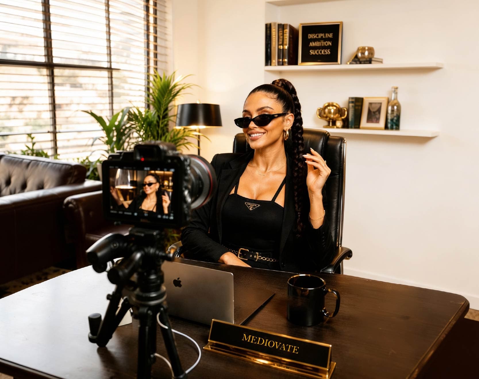 Influencer filming content for a brand campaign
