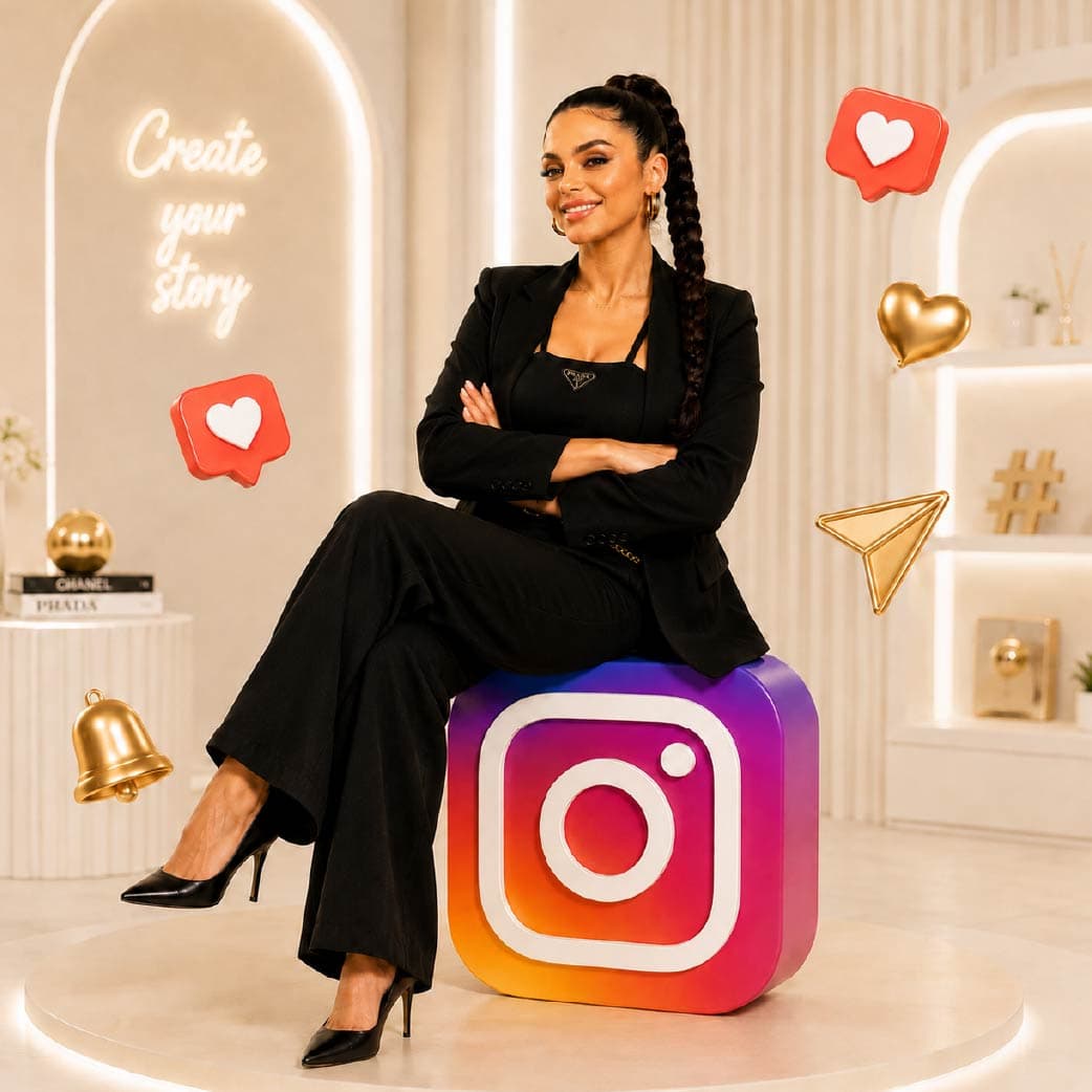 Influencer reviewing content on her phone Influencer reviewing content on her phone